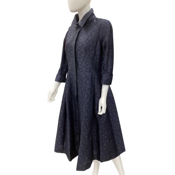 Teri Jon By Rickie Freeman Dress Women’s SZ12 Eyelet Well Structured Button Down - Picture 2 of 6